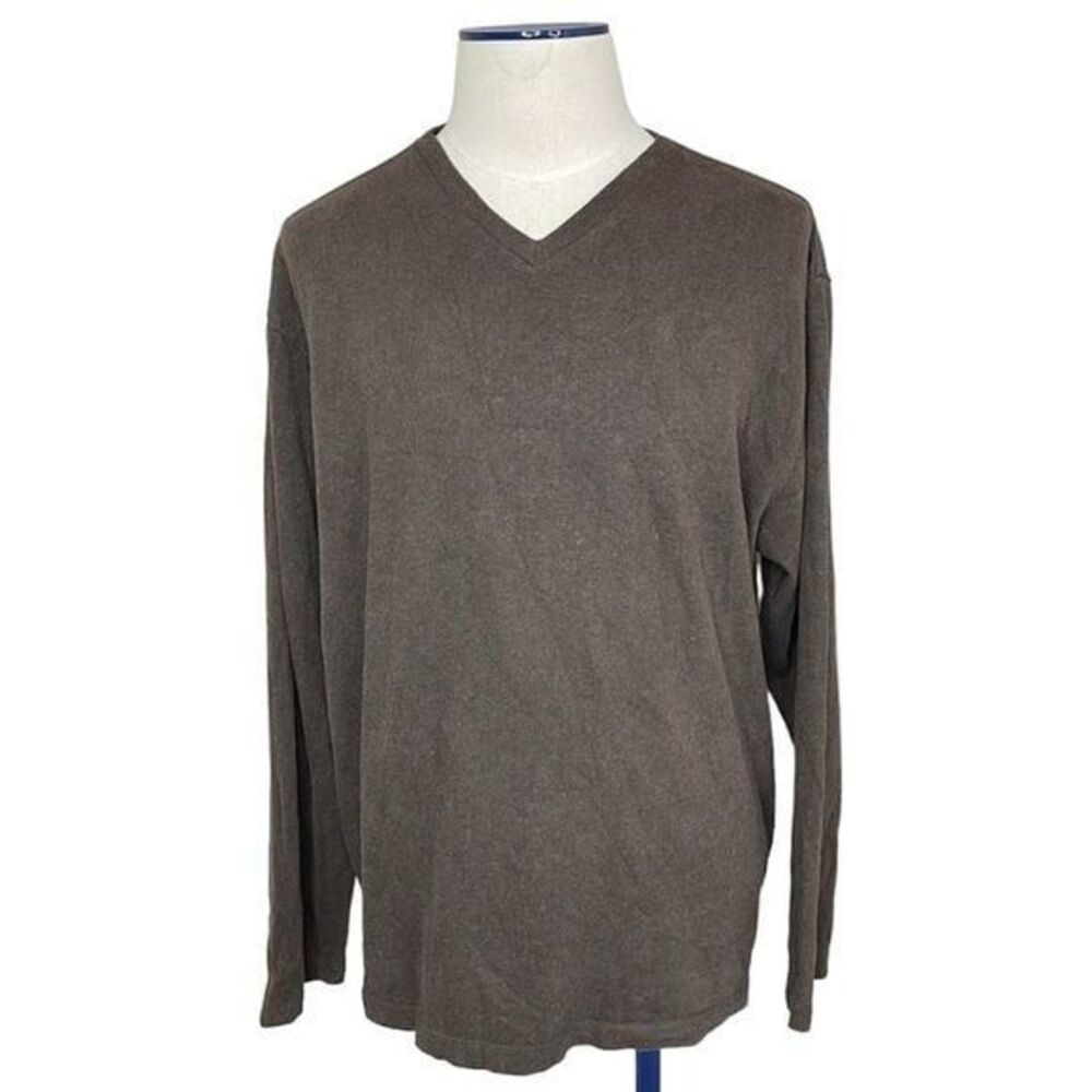 Men V-Neck Sweater XL Brown Long Sleeve Lightweight Old Navy